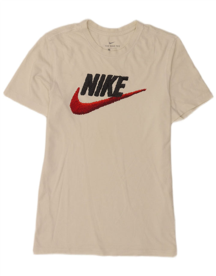 Męski T-shirt z grafiką Nike, mały, biały, bawełniany