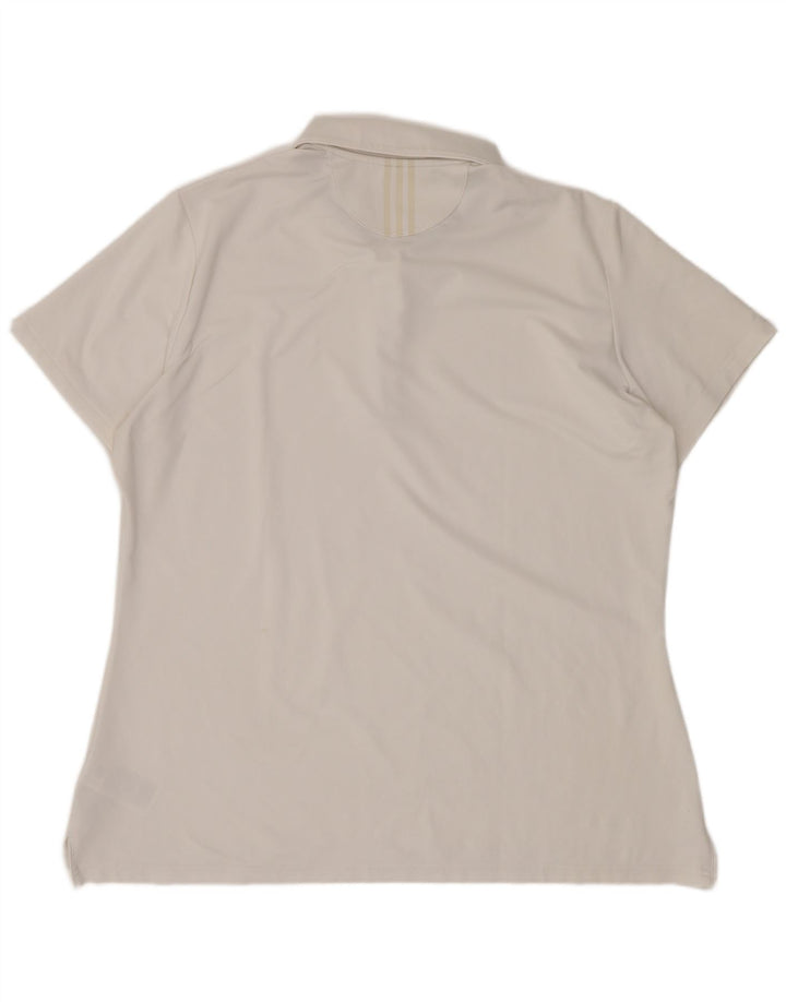 Damska koszulka polo Adidas UK 18 XL, biała, poliestrowa