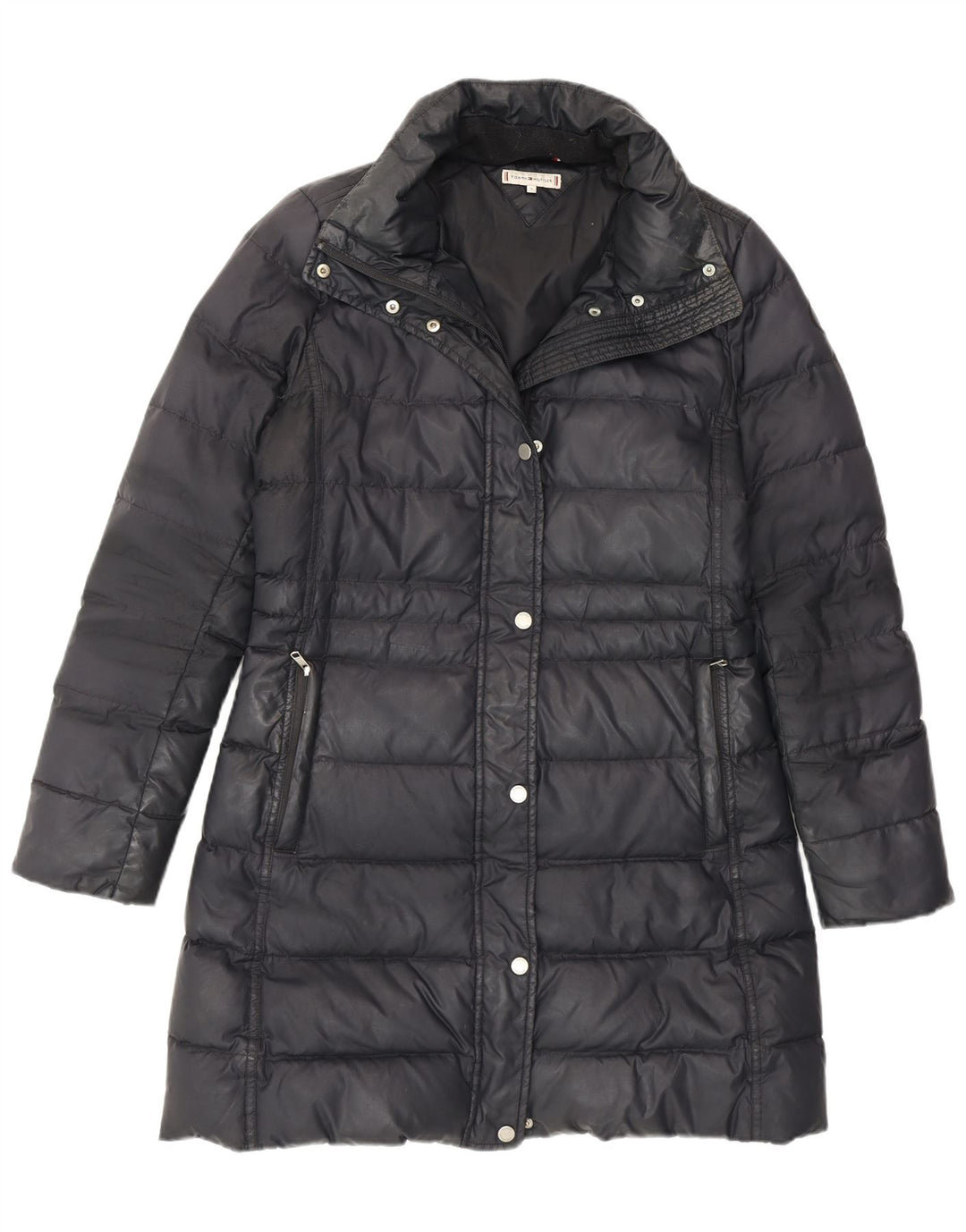 Damski ocieplany płaszcz Tommy Hilfiger UK 10, mały, szary poliester
