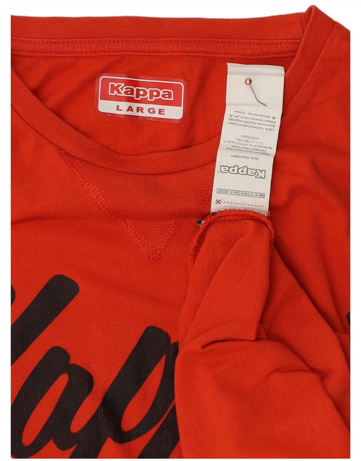 Męski T-shirt z grafiką Kappa, duży, pomarańczowy, bawełniany