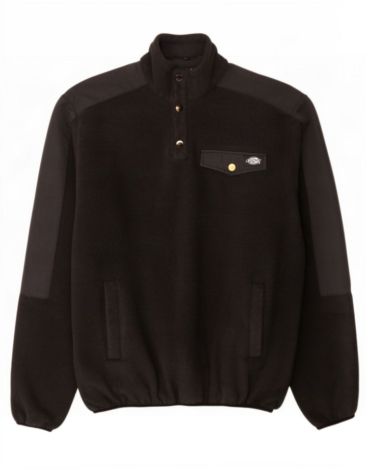 Męski sweter polarowy Dickies z guzikami pod szyją, mały, czarny poliester