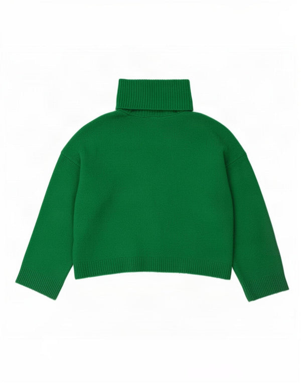 Damski sweter Zara Crop Oversize z golfem UK 10 Small Green
