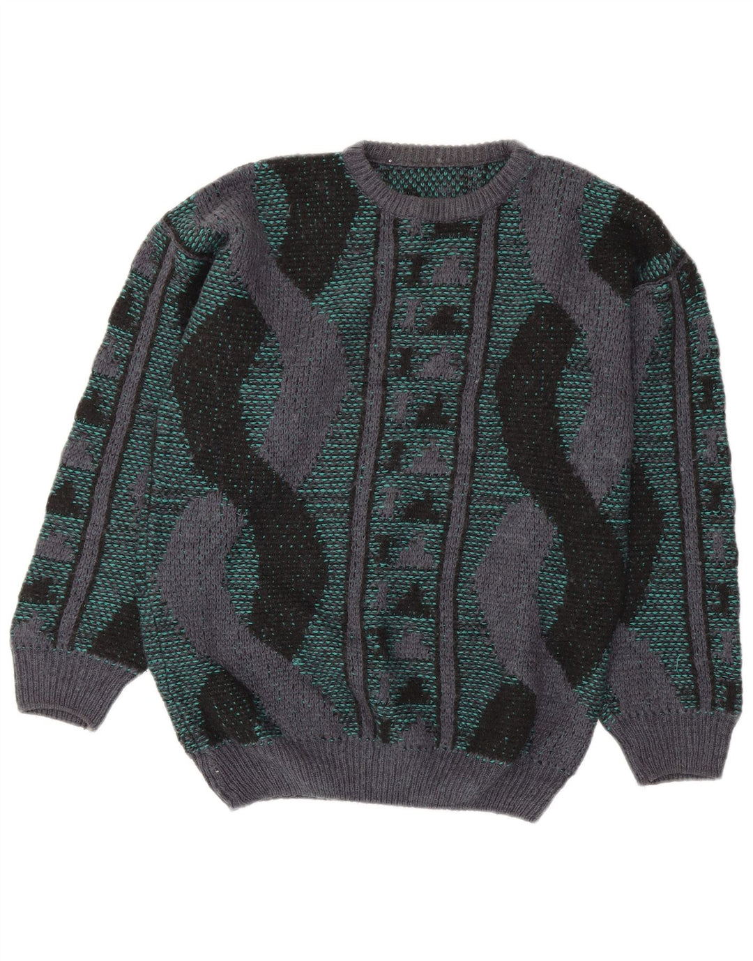 Męski sweter z okrągłym dekoltem w stylu VINTAGE, średnio wielobarwny, geometryczny