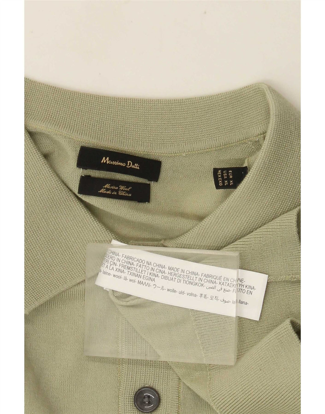 Męski sweter polo Massimo Dutti XL, zielona wełna