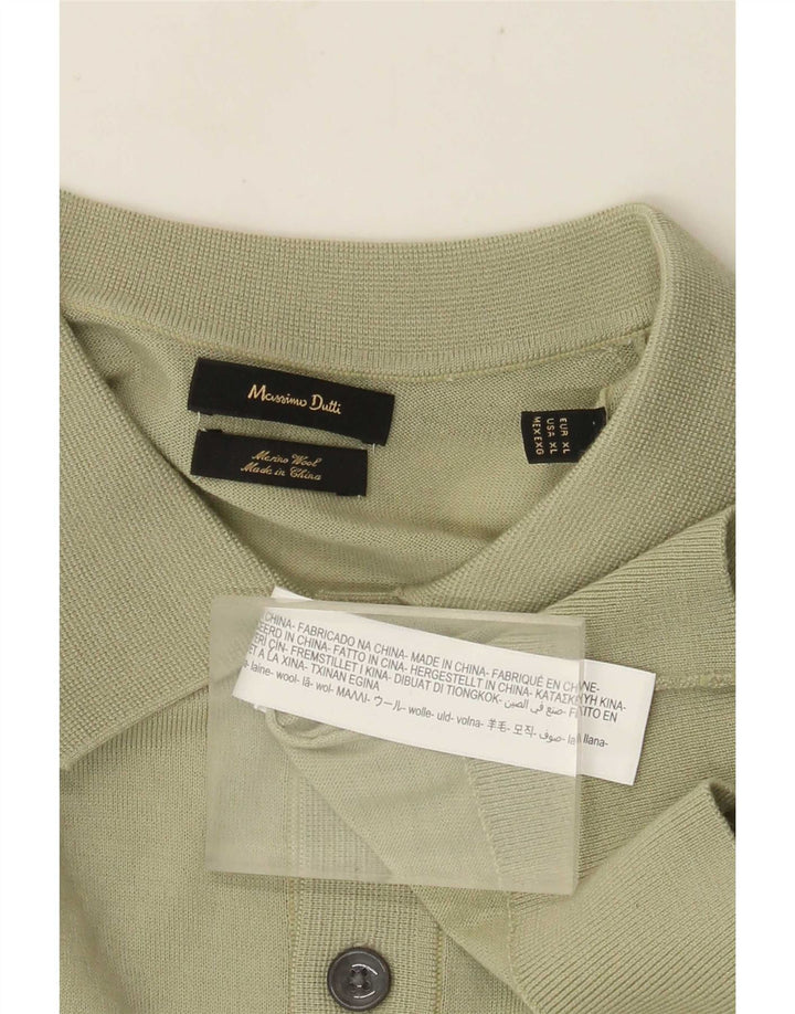 Męski sweter polo Massimo Dutti XL, zielona wełna