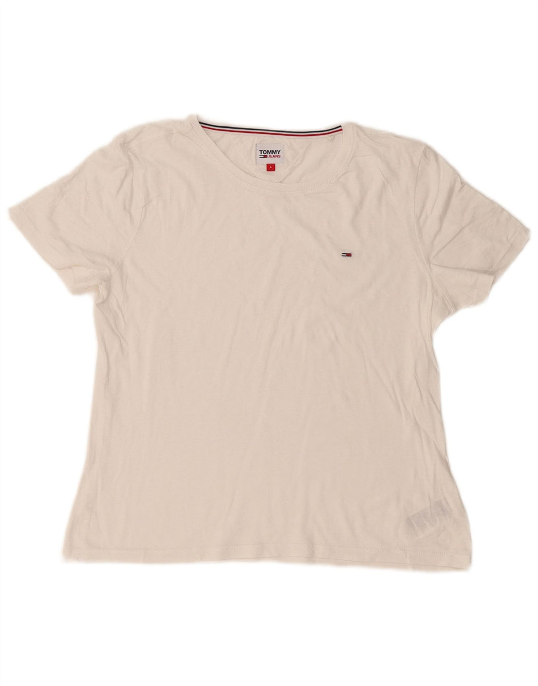 TOMMY HILFIGER Womens T-Shirt Top UK 14 Large White Cotton Vintage Tommy Hilfiger and Second-Hand Tommy Hilfiger from Messina Hembry 