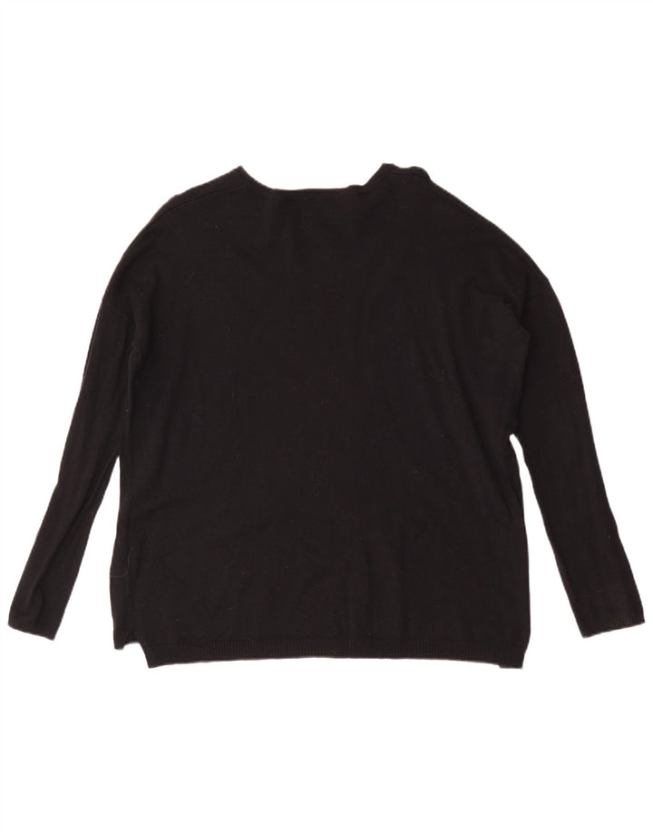 Damski sweter oversize z dekoltem w łódkę Zara UK 14, średni czarny