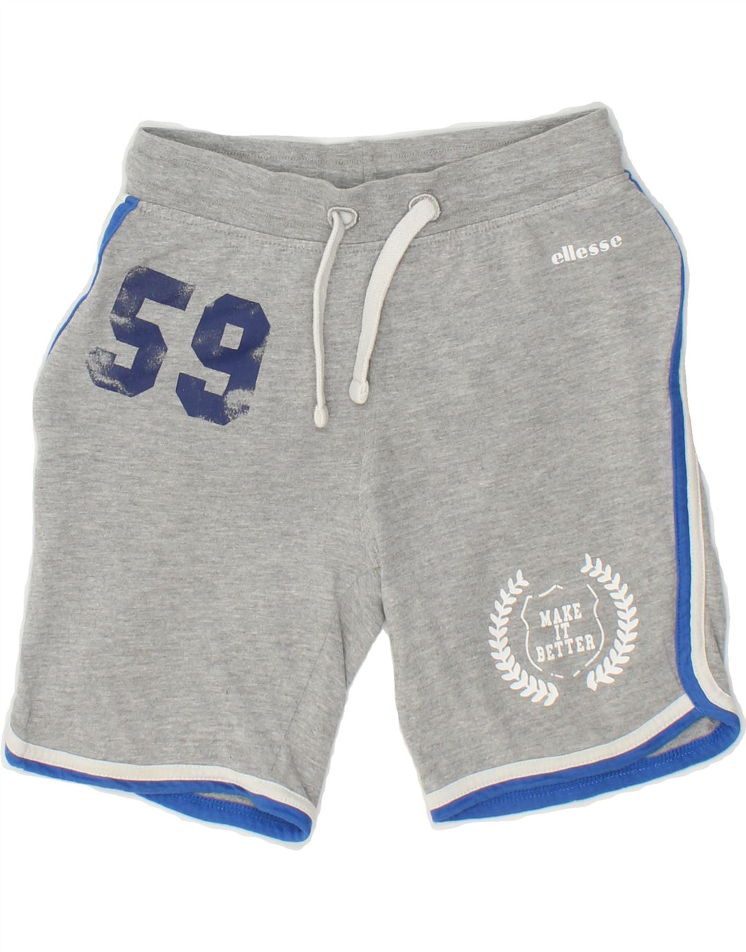 ELLESSE Boys Graphic Sport Shorts 7-8 Years Grey Cotton Vintage Ellesse and Second-Hand Ellesse from Messina Hembry 