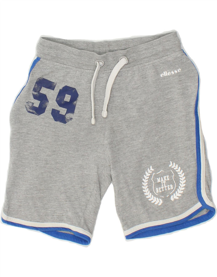 ELLESSE Boys Graphic Sport Shorts 7-8 Years Grey Cotton Vintage Ellesse and Second-Hand Ellesse from Messina Hembry 