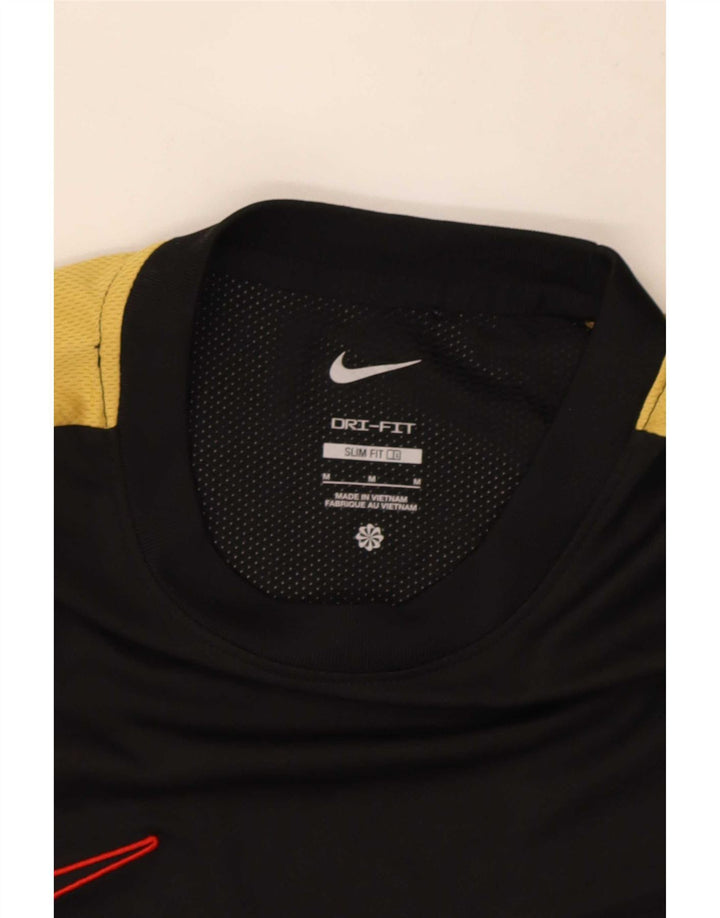 Męski T-shirt Nike Dri Fit Slim Top, średni czarny poliester z blokami kolorów