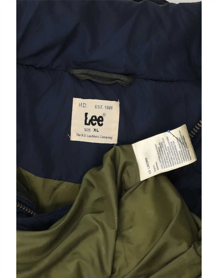 Męska ocieplana kurtka z kapturem Lee UK 44 XL, granatowa, poliester