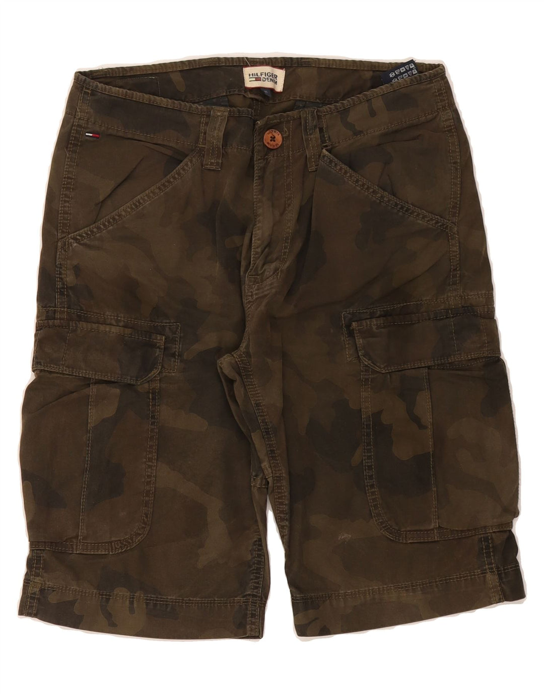 TOMMY HILFIGER Mens Cargo Shorts W31 Medium  Brown Camouflage Cotton Vintage Tommy Hilfiger and Second-Hand Tommy Hilfiger from Messina Hembry 