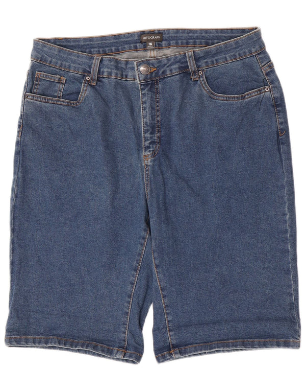 Marks & Spencer Womens Autograph Denim Shorts UK 16 Large W34  Blue Cotton