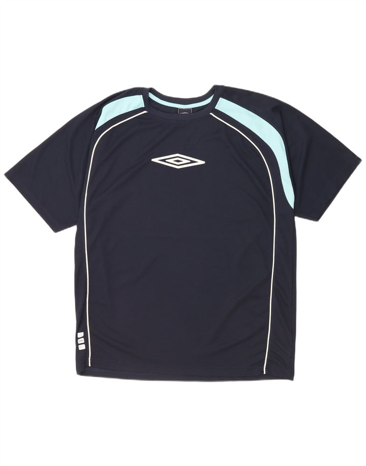 Męski T-shirt z grafiką Umbro, duży, granatowy, kolorowy poliester