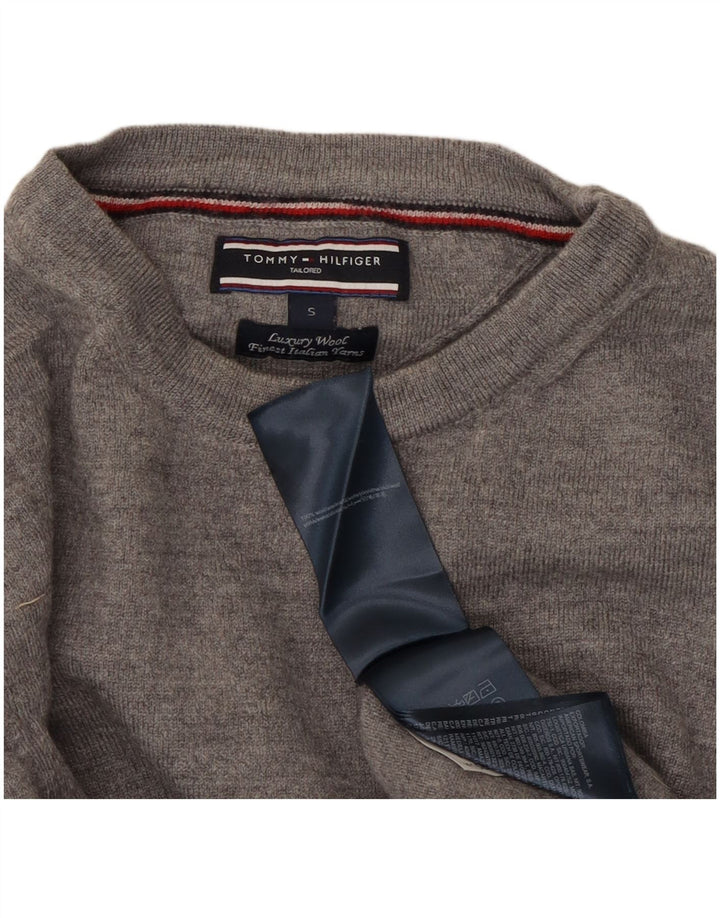 Damski sweter TOMMY HILFIGER o dopasowanym kroju z okrągłym dekoltem, UK 10, mały, szary