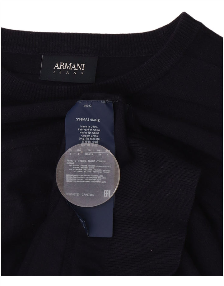 Damski sweter z dekoltem w łódkę Armani UK 10 w małe granatowe paski
