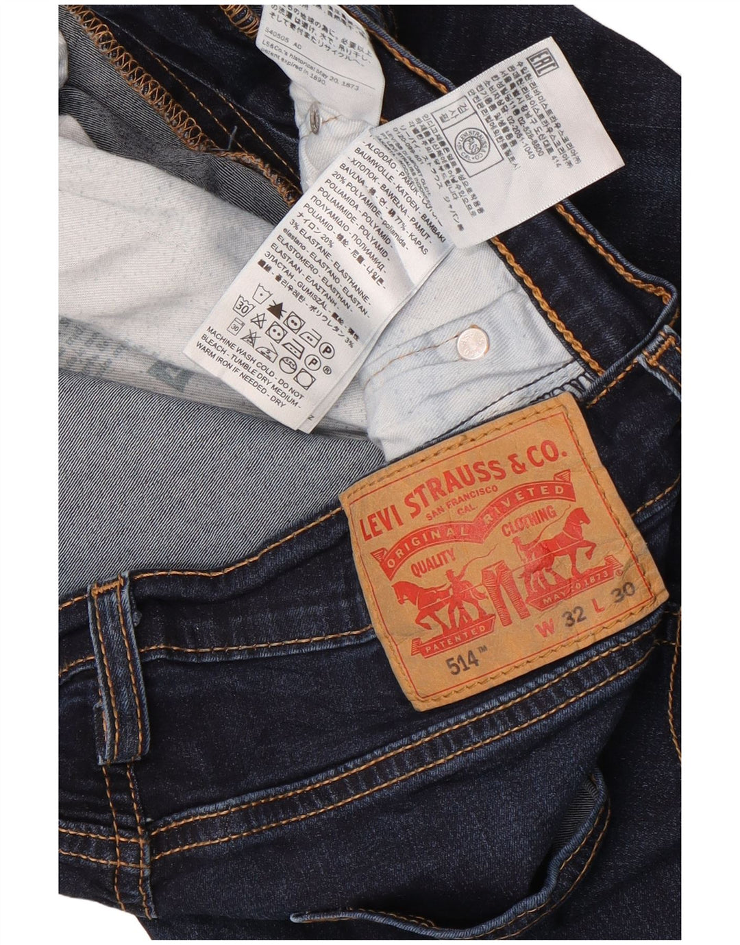 Męskie dżinsy Levi's 514 Straight W32 L30 Granatowa bawełna