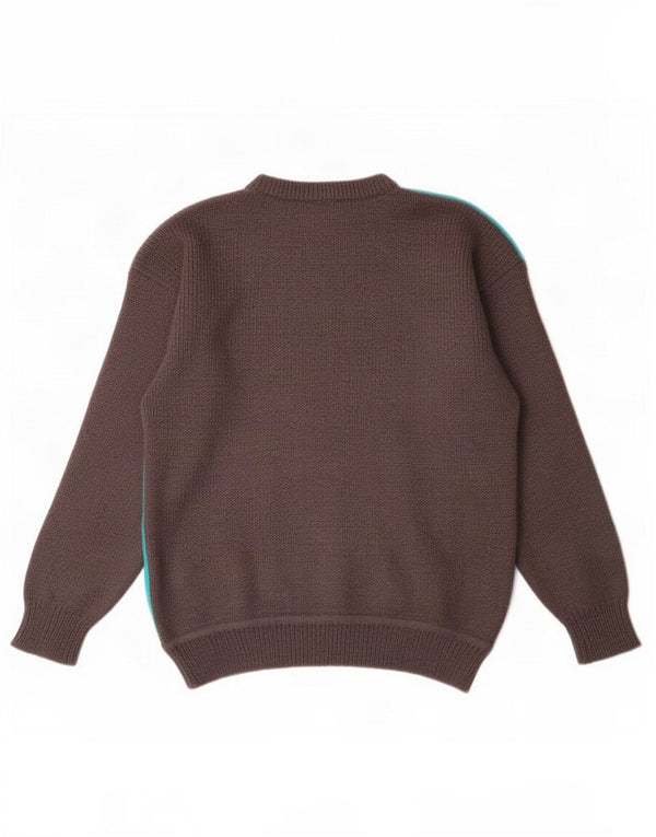 Biffi Womens Crew Neck Jumper Sweater UK 16 Large Grey Colourblock Mohair