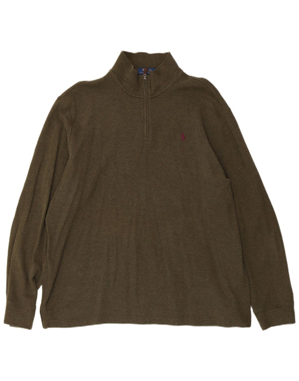 POLO RALPH LAUREN Męski sweter zapinany na zamek XL, bawełniany khaki