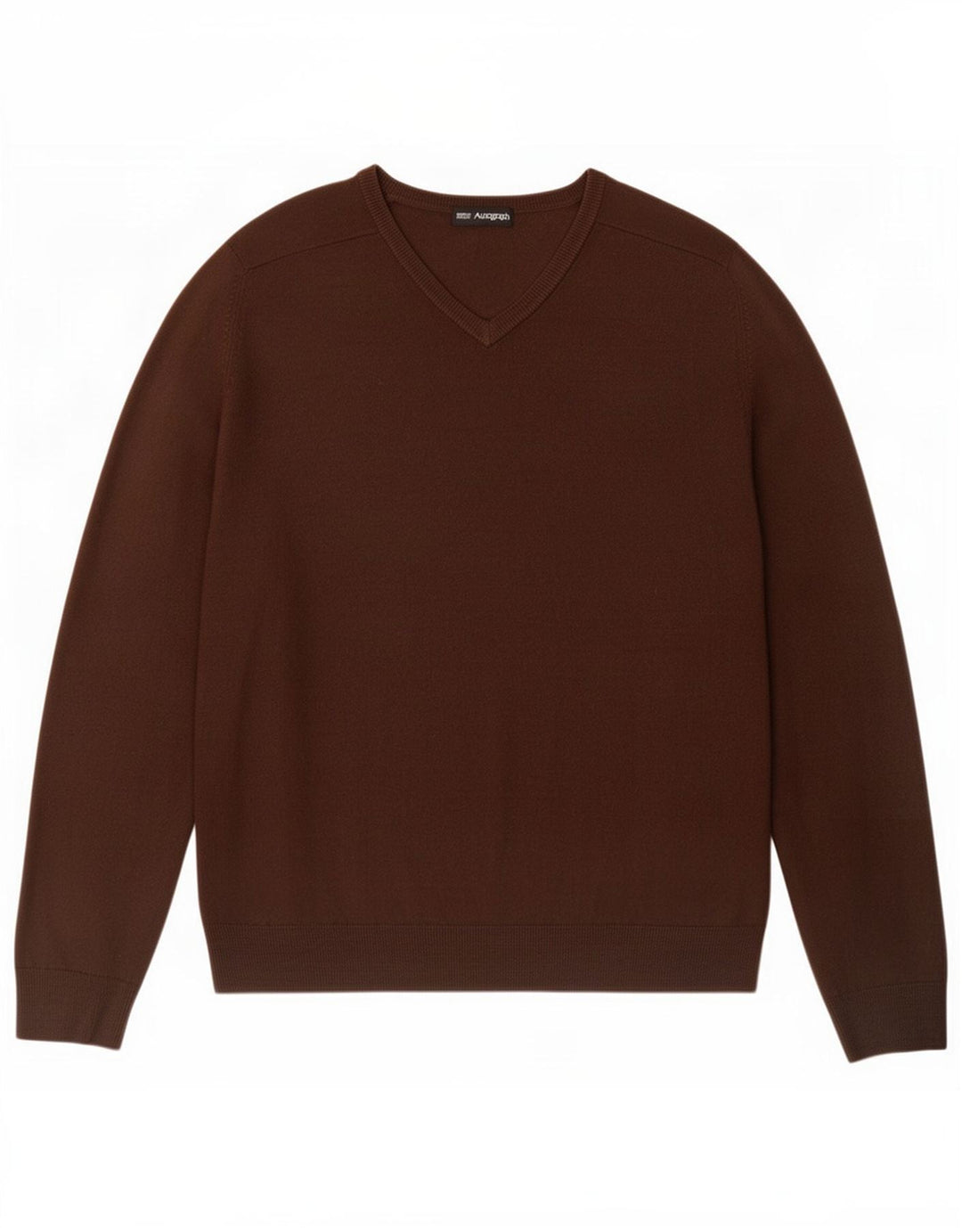 Marks & Spencer Męski sweter z dekoltem w kształcie litery V, duży, brązowy, akrylowy