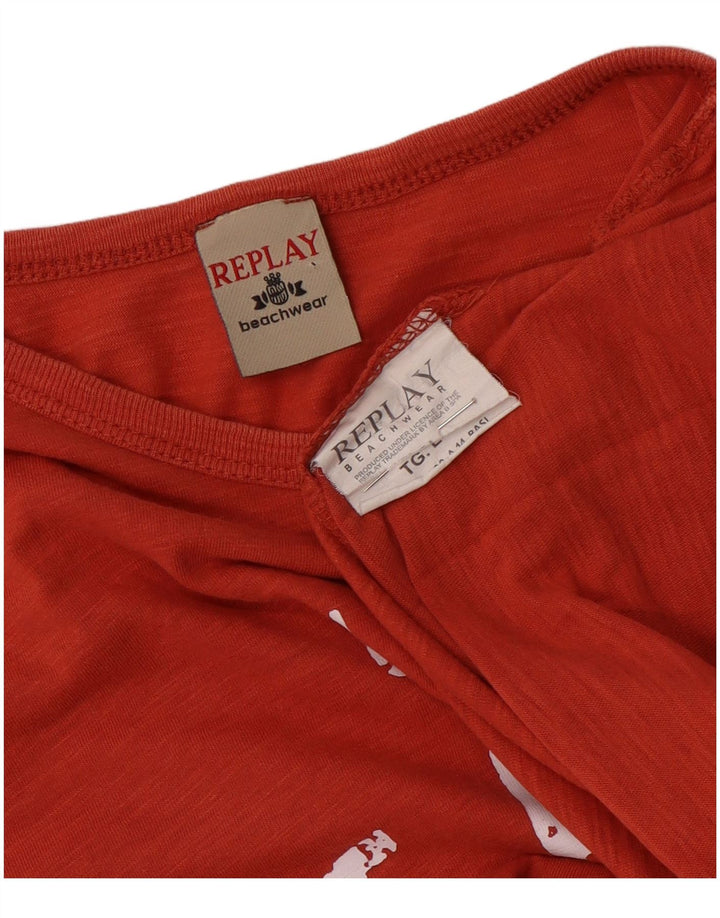 Damska koszulka graficzna Replay Top UK 16, duża czerwona