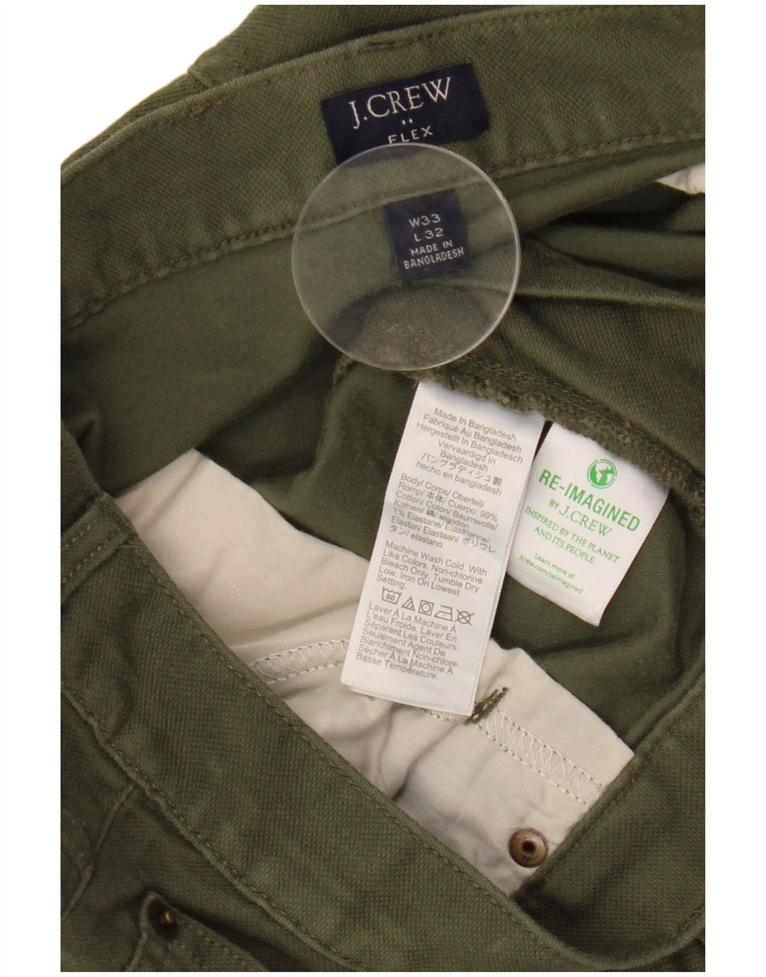 Męskie spodnie codzienne J. Crew Flex Slim Fit W33 L32, bawełna khaki