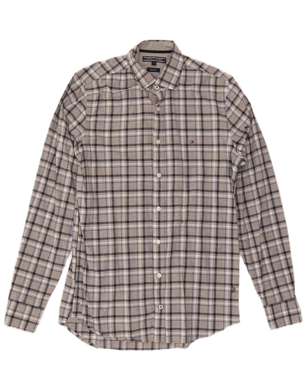 Męska koszula slim fit Tommy Hilfiger w małą szarą kratkę, bawełniana