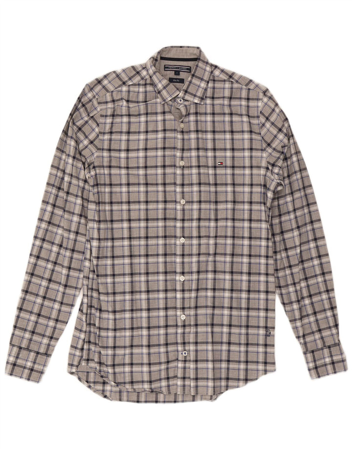 Męska koszula slim fit Tommy Hilfiger w małą szarą kratkę, bawełniana
