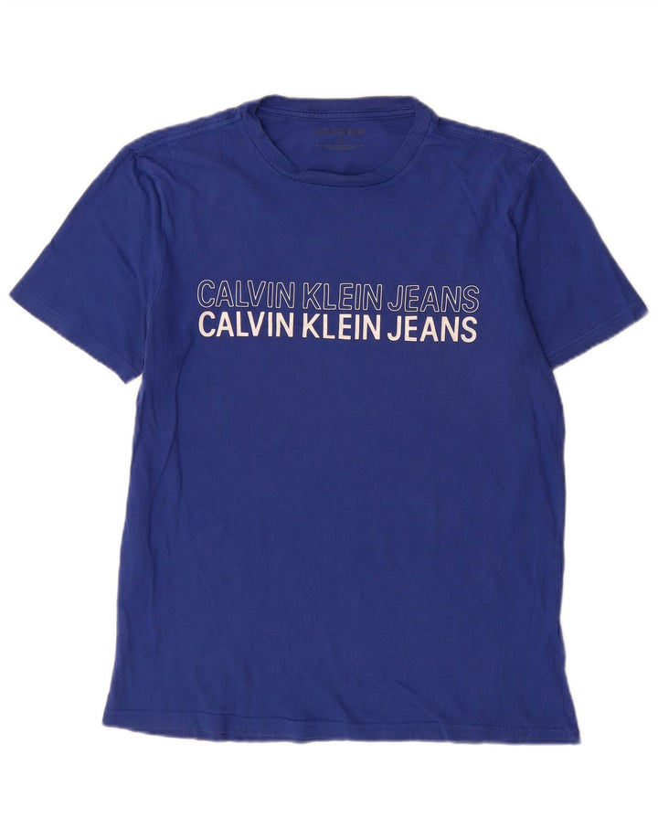 Męska koszulka z grafiką Calvin Klein Jeans Top, średnia niebieska bawełna