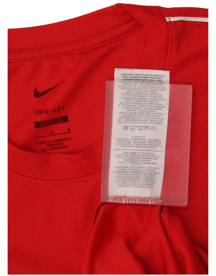 Męski T-shirt Nike Dri Fit Slim Fit, duży, czerwony, poliester