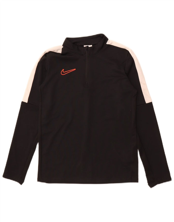 NIKE Boys Pullover Tracksuit Top 10-11 Years Medium  Black Colourblock