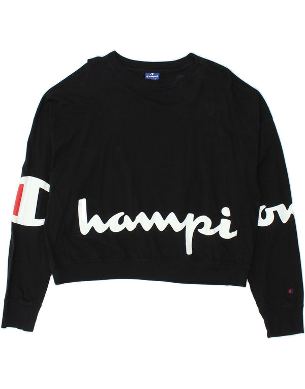 Damska bluza CHAMPION z grafiką w stylu Crop UK 14, średnia czarna bawełna