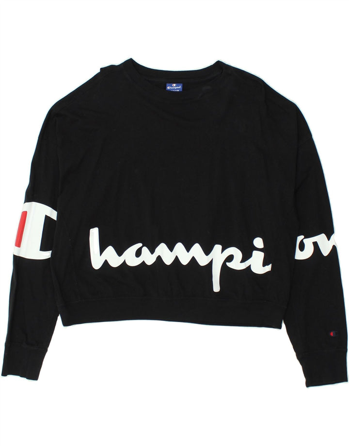 Damska bluza CHAMPION z grafiką w stylu Crop UK 14, średnia czarna bawełna