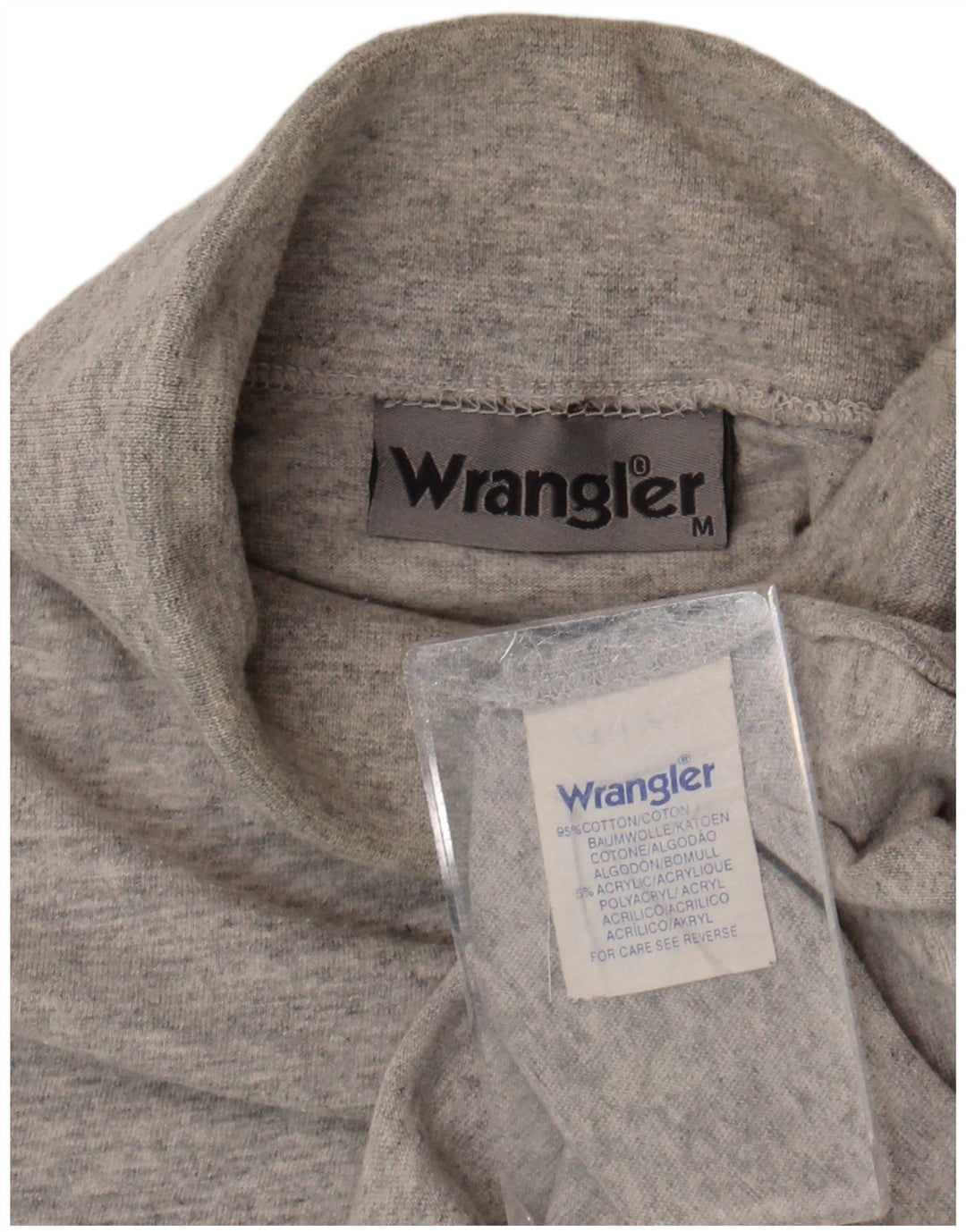 Męski top Wrangler z okrągłym dekoltem i długim rękawem, średnioszary, bawełniany