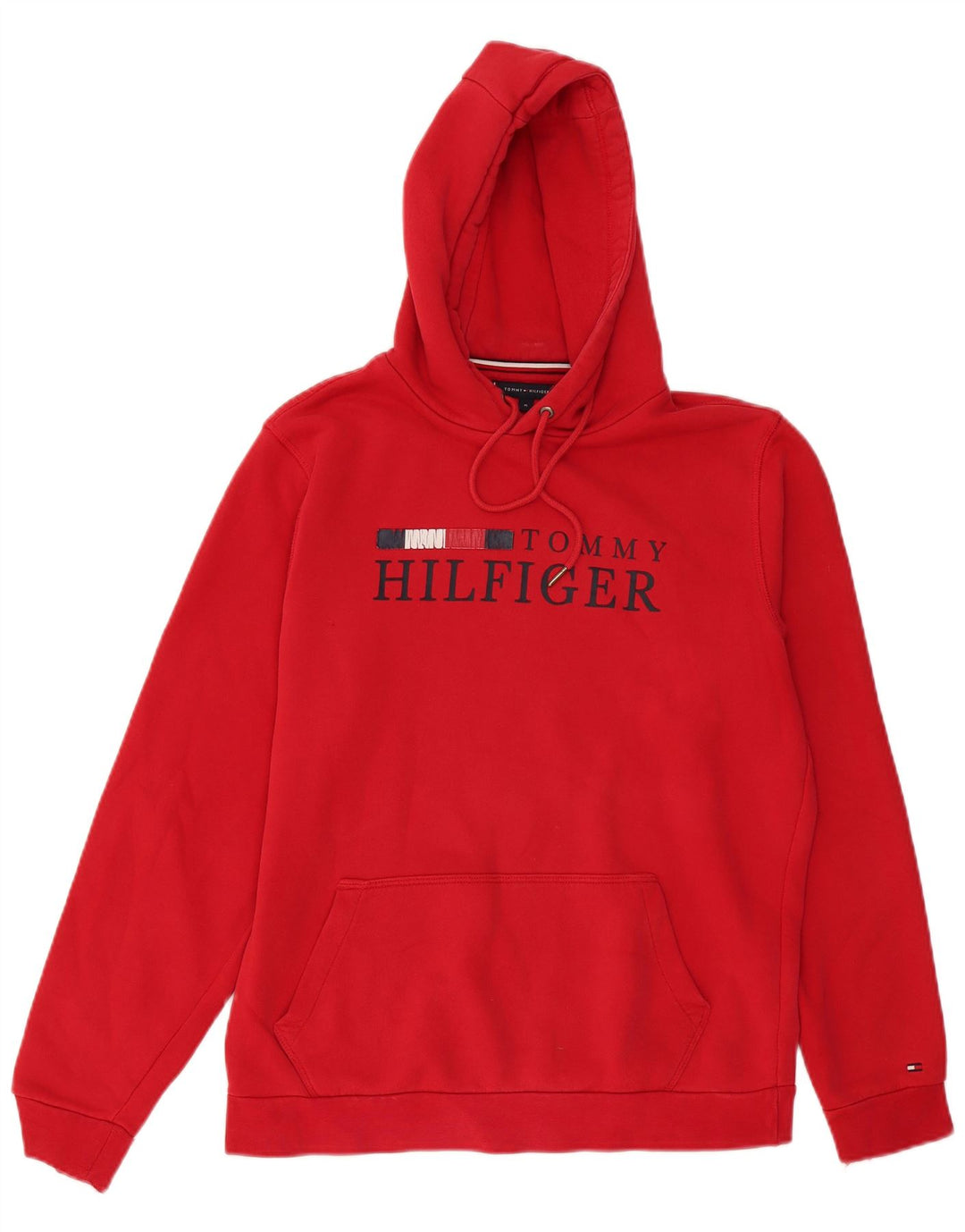 Męski sweter z kapturem i grafiką TOMMY HILFIGER w kolorze średniej czerwieni