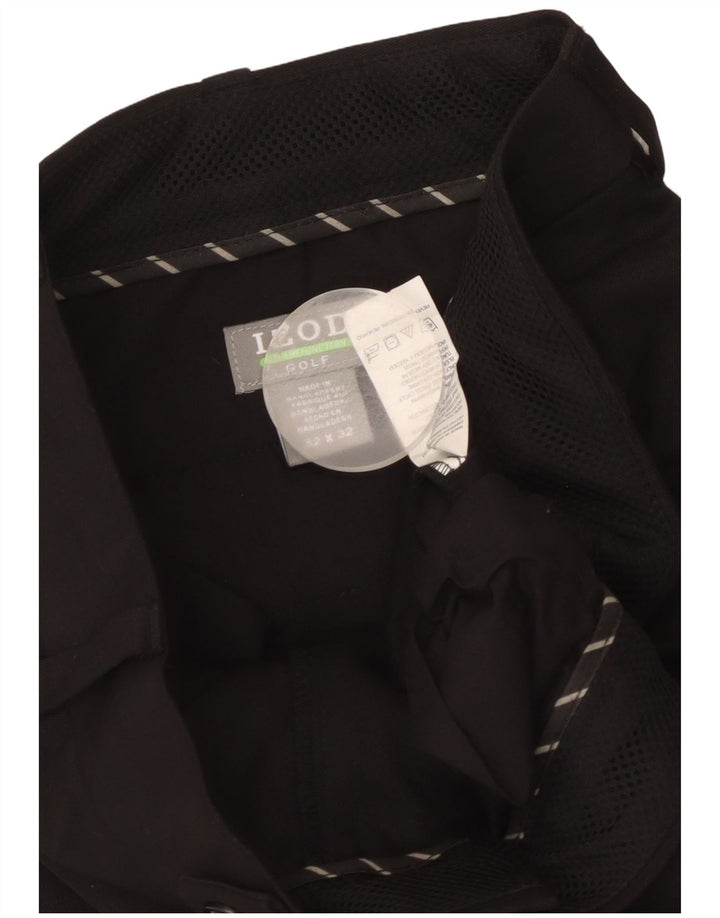 Męskie spodnie golfowe Izod o prostych krojach W32 L32 Czarny poliester