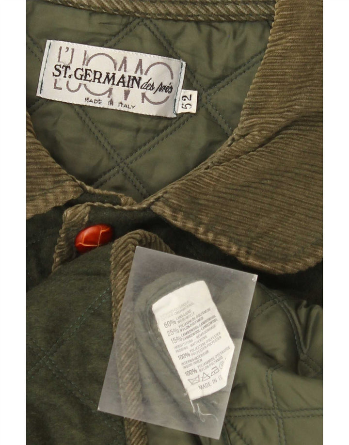 Męska pikowana kurtka St. Germain IT 52 XL Khaki, wełna z blokami kolorów