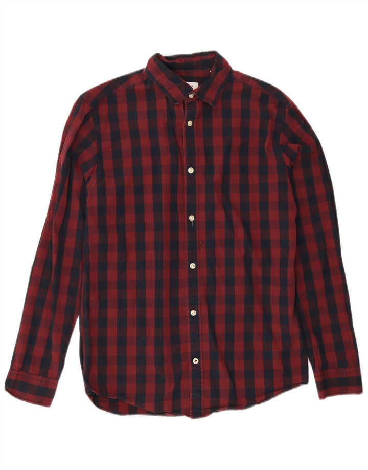 Koszula męska Jack & Jones, średnia bordowa kratka