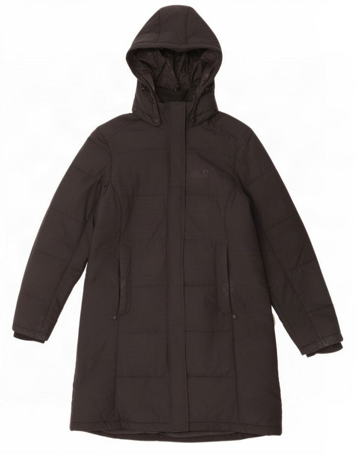 Damski ocieplany płaszcz z kapturem Jack Wolfskin UK 16, duży, czarny poliester