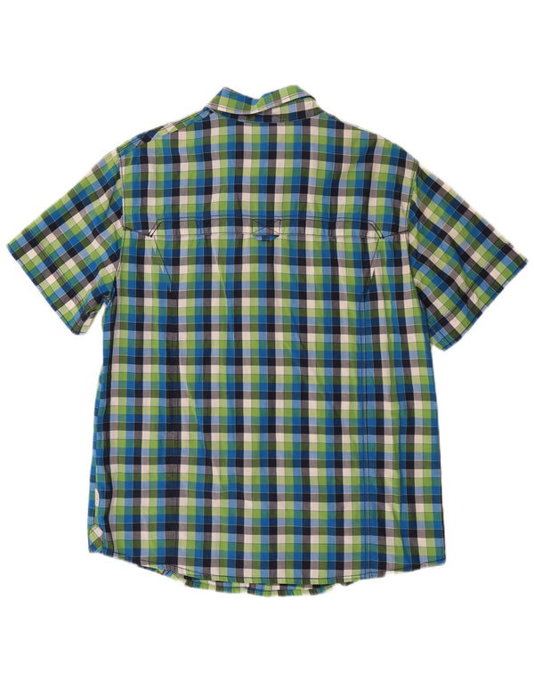 Koszula męska z krótkim rękawem JACK WOLFSKIN UK 40/42, bawełniana, w dużą niebieską kratkę