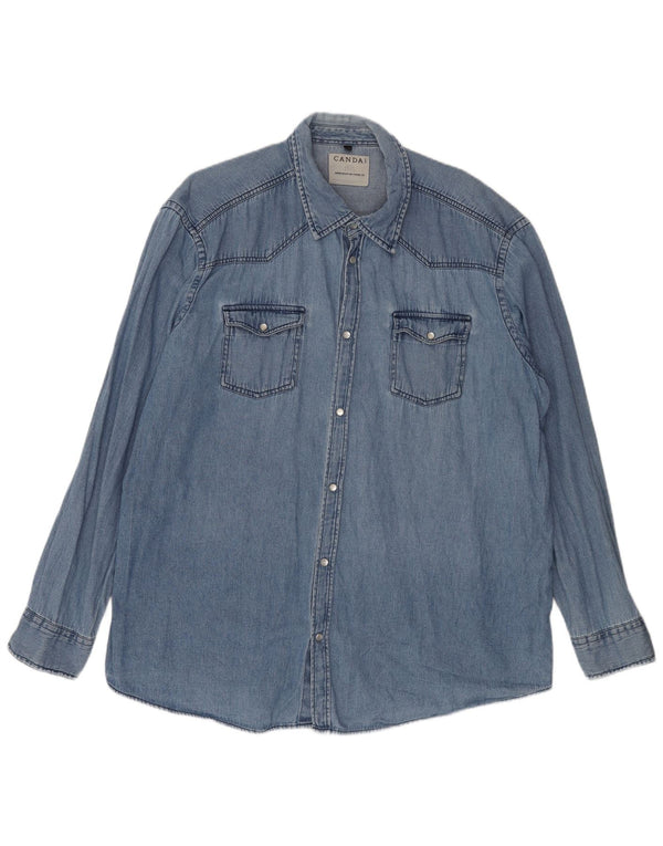 Męska koszula dżinsowa CANDA Rozmiar 47/48 3XL Niebieska bawełna