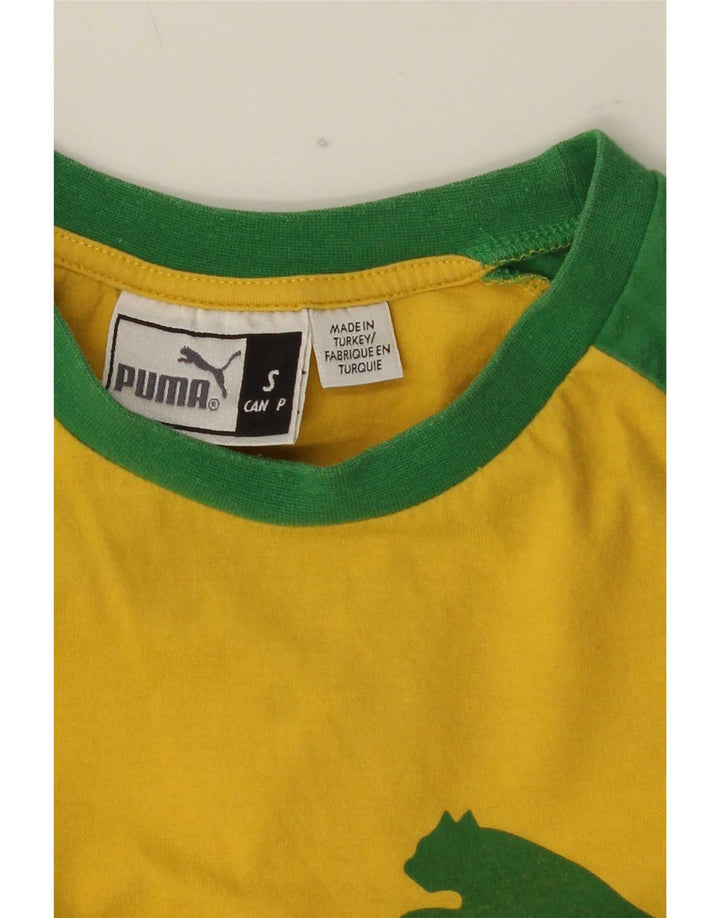 Męski T-shirt Puma z grafiką, mały, żółty, z blokami kolorów