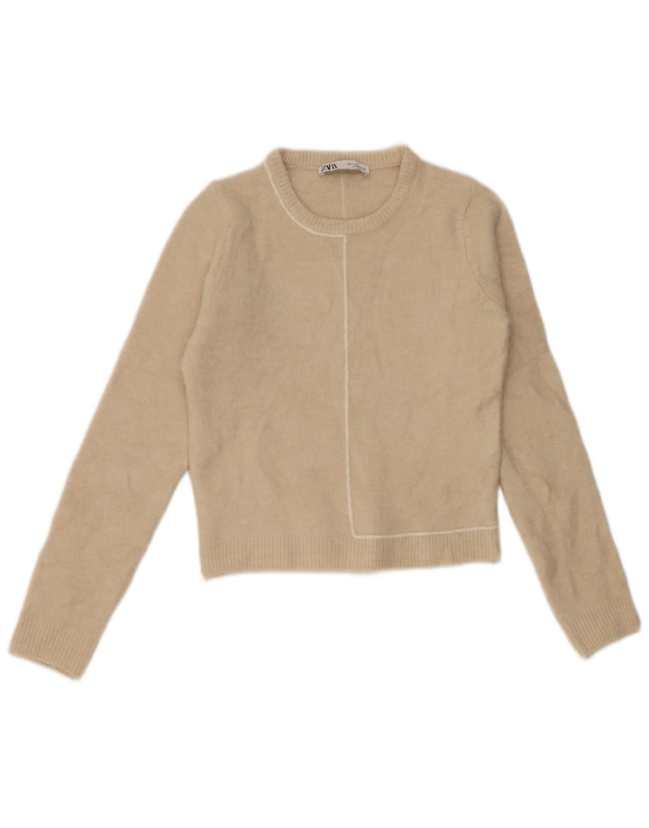 Sweter damski Zara z okrągłym dekoltem UK 10 Small Beige