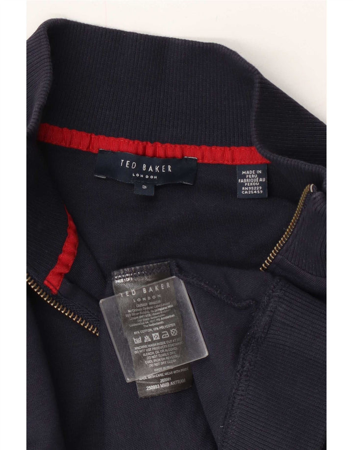 Męski sweter Ted Baker z zamkiem błyskawicznym, rozmiar 3, średni, granatowy, bawełniany