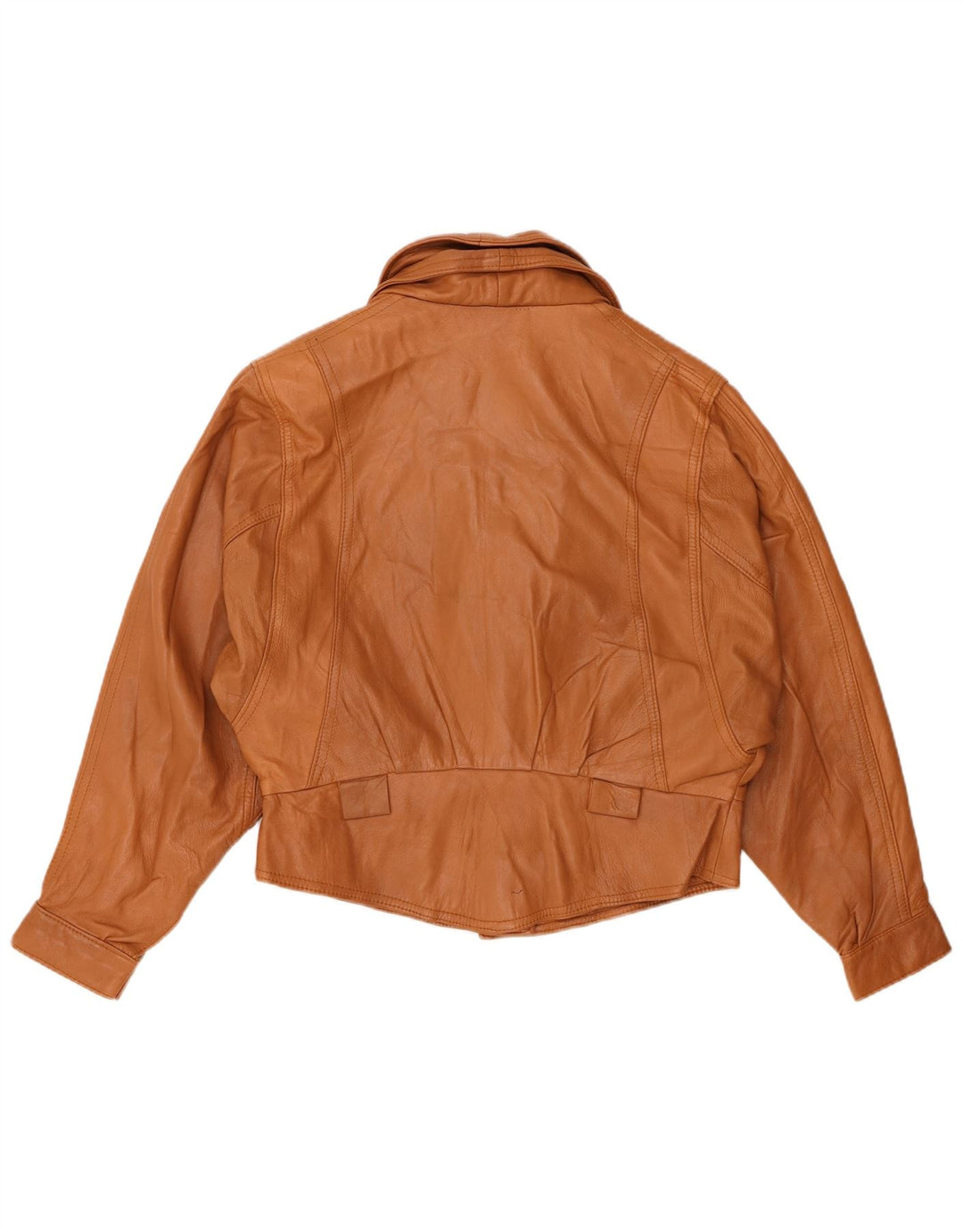 Vintage damska kurtka skórzana UK 14, średnia brązowa skóra