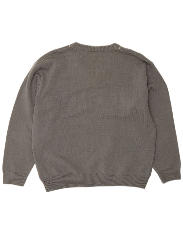 Sweter męski Jacques Lorant z dekoltem w szpic, UK 42/44, duże szare paski