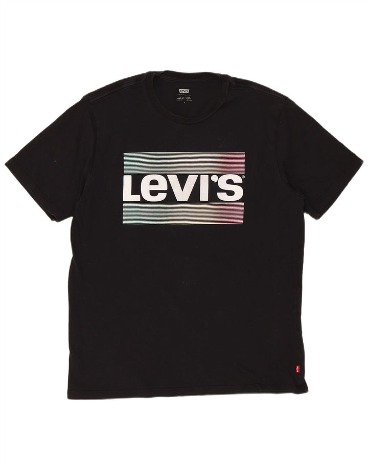 Męska koszulka z grafiką Levi's, średnia czarna bawełna