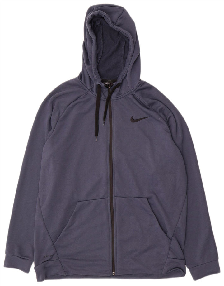 Męski sweter z kapturem i zamkiem błyskawicznym Nike Dri Fit, duży, granatowy