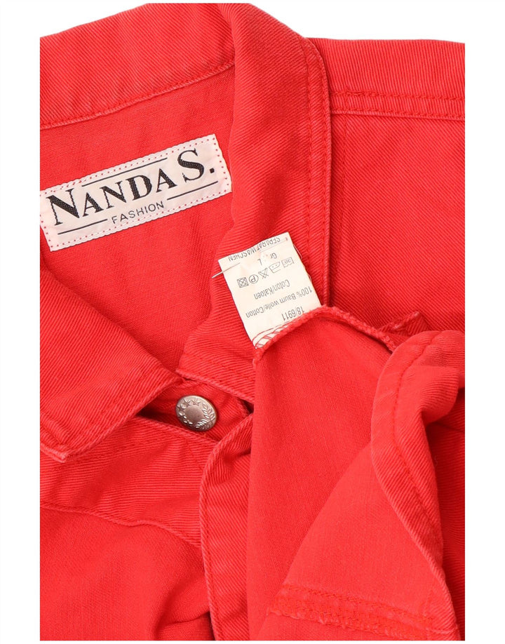 Damska kamizelka jeansowa Vintage UK 16, duża, czerwona bawełniana