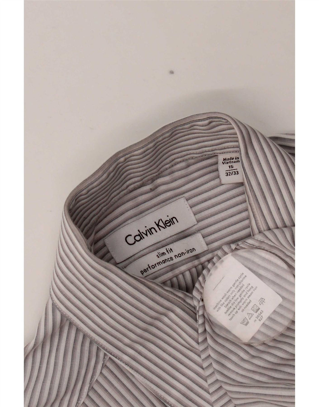 Męska koszula Calvin Klein Slim Fit rozmiar 15 1/2 w średnie szare paski